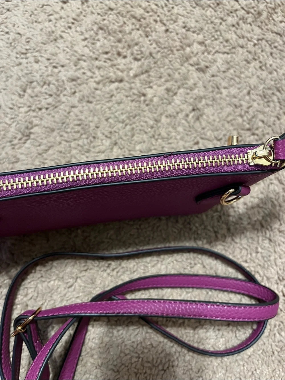 Women's Purple Pebbled Leather Wristlet Crossbody